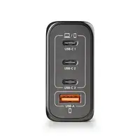 Cargador GAN de pared ultrarápido de 140W con 4 puertos: 3 USB-C 1 USB-A, NGS