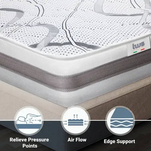 The White Stone Colchón  Individual 90x210 Memory Foam|H22cm|Made in Italy