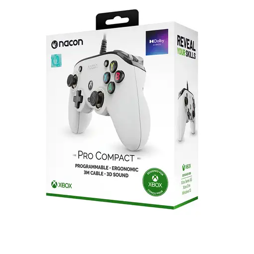NACON Pro Compact Controller Blanco USB Gamepad Xbox One, Xbox Series S, Xbox Seri