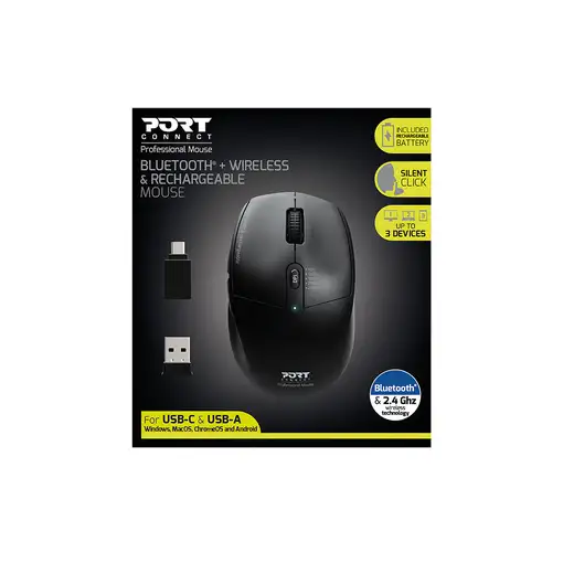 Port Designs 900715 ratón Oficina mano derecha RF Wireless + Bluetooth Óptico 2400