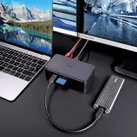 Lindy 43372 base para portátil y replicador de puertos Acoplamiento USB4 Antracita