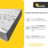 Colchon Viscoelástico 30cm Alta gama | 160 x 190 | Carbono-Grafeno Anti-Stress