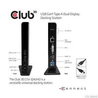 CLUB3D USB Gen1 Type A Dual Display Docking Station