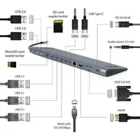 Gembird A-CM-COMBO9-01 base para portátil y replicador de puertos USB 3.2 Gen 1 (3