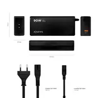 AISENS ASLC-90WAUTO-BK adaptador e inversor de corriente Interior 90 W Negro