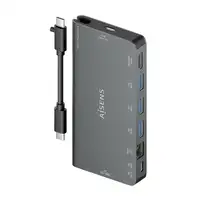 AISENS USB-C Dock 8 en 1, USB-C a 1xHDMI, 1xRJ45, 3xUSB-A, 1xUSB-C Datos+PD, 1xSD,