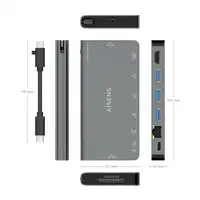 AISENS USB-C Dock 8 en 1, USB-C a 1xHDMI, 1xRJ45, 3xUSB-A, 1xUSB-C Datos+PD, 1xSD,