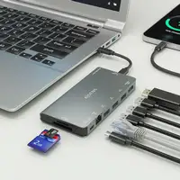 AISENS USB-C Dock 8 en 1, USB-C a 1xHDMI, 1xRJ45, 3xUSB-A, 1xUSB-C Datos+PD, 1xSD,