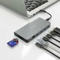 AISENS USB-C Dock 8 en 1, USB-C a 1xHDMI, 1xRJ45, 3xUSB-A, 1xUSB-C Datos+PD, 1xSD,