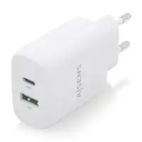 AISENS Cargador 25W, 1xUSB-C PD3.0, 1xUSB-A QC3.0, Blanco