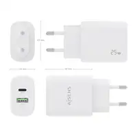 AISENS Cargador 25W, 1xUSB-C PD3.0, 1xUSB-A QC3.0, Blanco