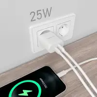 AISENS Cargador 25W, 1xUSB-C PD3.0, 1xUSB-A QC3.0, Blanco