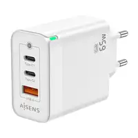 AISENS Cargador Gan 65W, 2xUSB-C PD3.0 QC4.0, 1xUSB-A QC3.0, Blanco