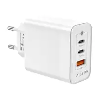 AISENS Cargador Gan 65W, 2xUSB-C PD3.0 QC4.0, 1xUSB-A QC3.0, Blanco