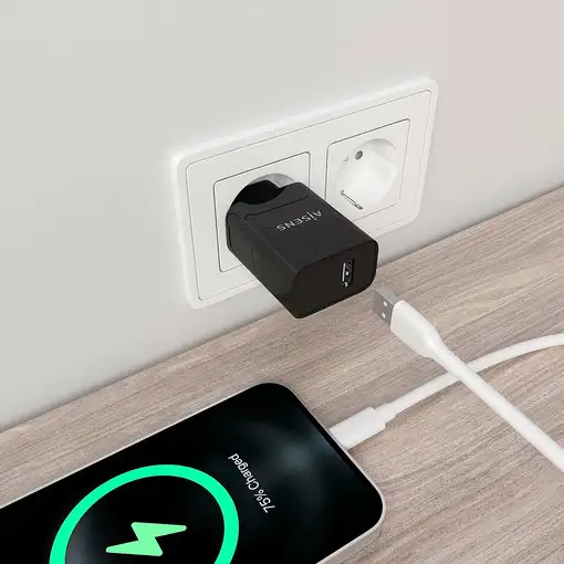 AISENS Cargador USB 10W alta eficiencia, 5V/2A, Negro