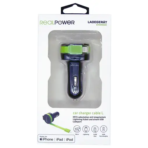 RealPower 257637 cargador de dispositivo móvil Universal Negro, Verde Encendedor d