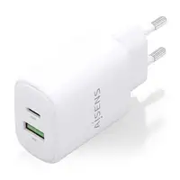 AISENS Cargador GaN 20W, 1xUSB-C PD3.0, 1xUSB-A QC3.0, Blanco