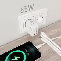 AISENS Cargador GaN 65W, 2xUSB-C PD3.0 QC4.0, 1xUSB-A QC3.0, Blanco