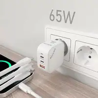 AISENS Cargador GaN 65W, 2xUSB-C PD3.0 QC4.0, 1xUSB-A QC3.0, Blanco