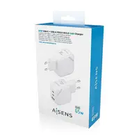 AISENS Cargador GaN 65W, 2xUSB-C PD3.0 QC4.0, 1xUSB-A QC3.0, Blanco