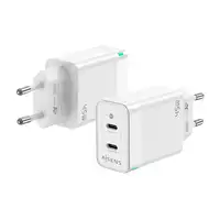 AISENS Cargador Gan 45W, 2xUSB-C PD3.0 QC4.0, Blanco