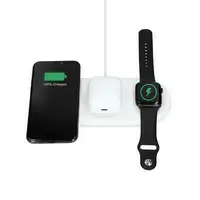 Ksix Cargador inalámbrico 3en1 15 W, Tec. Qi, Compat. móvil, Airpods y Apple Watch