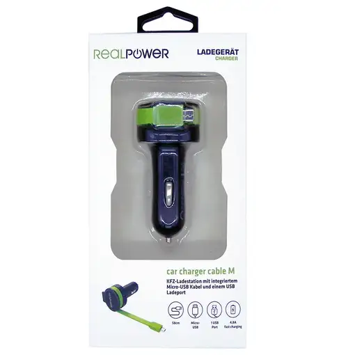 RealPower 257635 cargador de dispositivo móvil Universal Negro, Verde Encendedor d