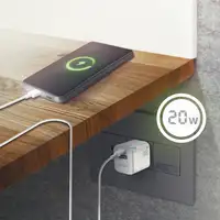 AISENS Cargador Gan 20W, 1xUSB-C PD3.0 QC4.0, 1xUSB-A QC3.0, Blanco