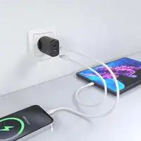 AISENS Cargador GaN 20W, 1xUSB-C PD3.0, 1xUSB-A QC3.0, Negro