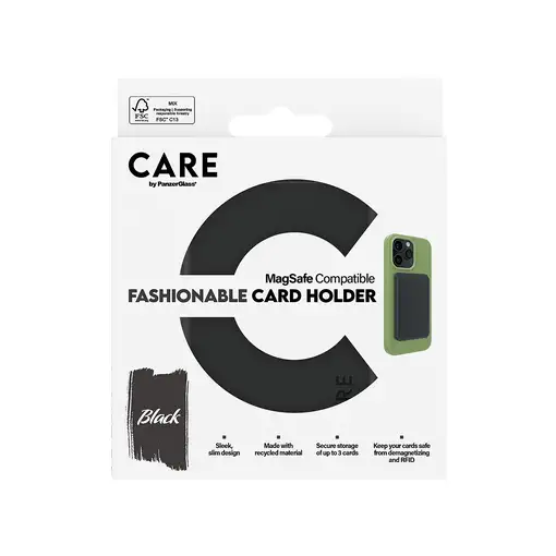 PanzerGlass CARE by ® Fashionable Card Holder Black iPhone funda para teléfono móv
