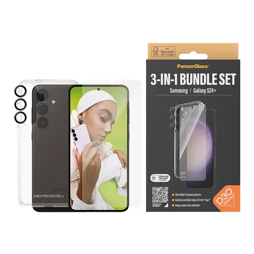 PanzerGlass ® 3-in-1 Protection Pack Samsung Galaxy S24+ | Ultra-Wide Fit w. EasyA