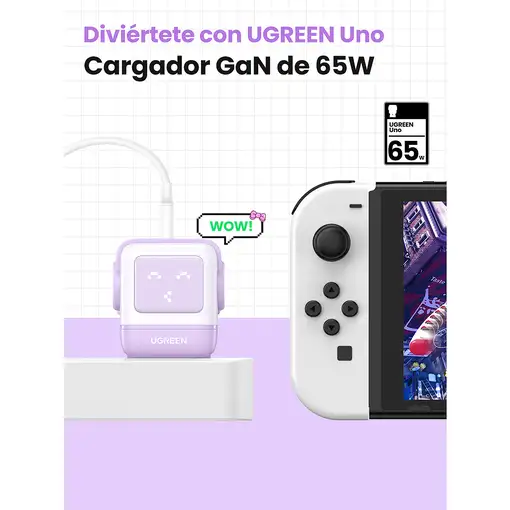 Ugreen Nexode RG 65W 3-Port GaN Ordenador portátil, Teléfono móvil, Ratón, Portáti