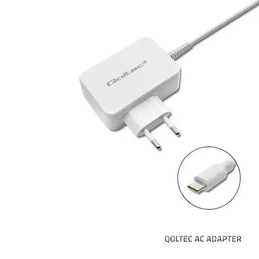 Qoltec 51039 adaptador e inversor de corriente Interior 65 W Blanco