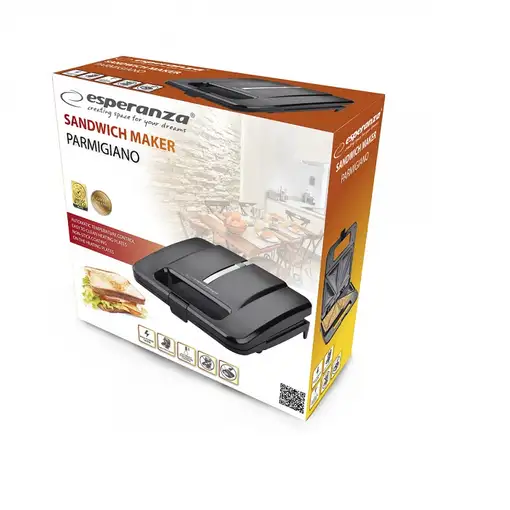 Esperanza PARMIGIANO sandwichera 1000 W Negro