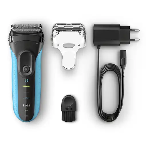 Braun Series 3 3010 Wet & Dry Máquina de afeitar de láminas Recortadora Negro, Azu