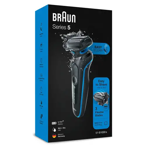 Braun 51-B1000s Máquina de afeitar de láminas Negro, Azul