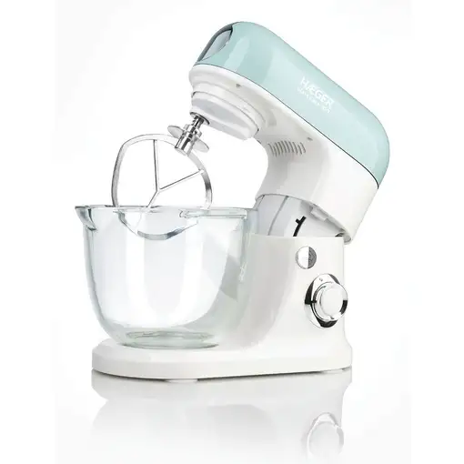 Haeger Glass Cake 700 Batidora de varillas 700 W Color aguamarina, Blanco