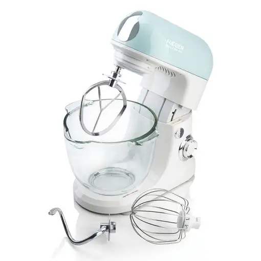 Haeger Glass Cake 700 Batidora de varillas 700 W Color aguamarina, Blanco