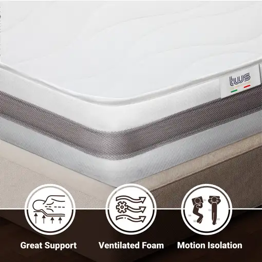The White Stone Colchón Basic Individual 80x210 Memory|H25 cm|M. in Italy