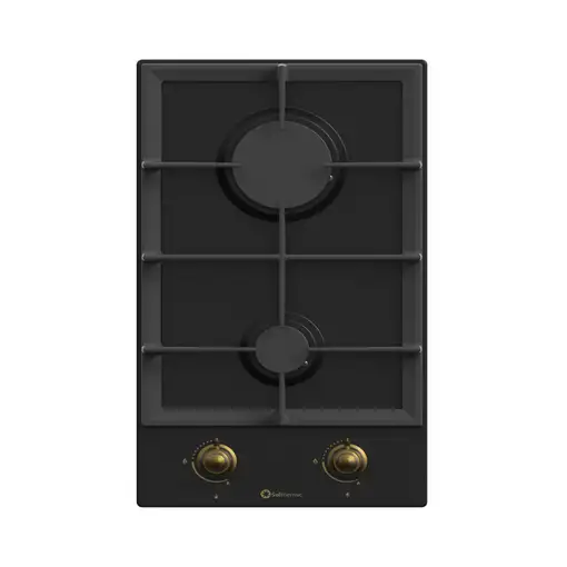 Solthermic Placa Gas 30 Bl152 Negra Rústica 2 Fuegos