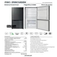Frigorifico Combi Infiniton FGC-210C14DEK, 205 l, 144 cm, E, Sistema Smart