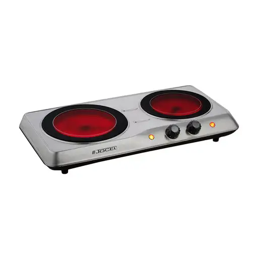 Placa Vitrocerámica Portatil Con 2 Fuegos, Cuerpo En Acero Inoxidable y 2000W