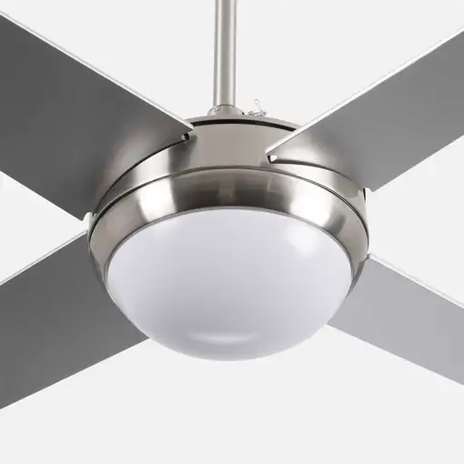 Ventilador de Techo con Luz 4 Aspas 56W 6 Velocidades Montana Plateado Thinia Home