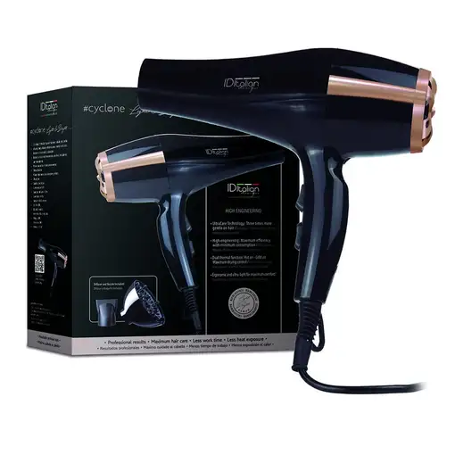 Italian Design Cyclone Air Tech 2300W Light and Brigth secador Negro, Oro