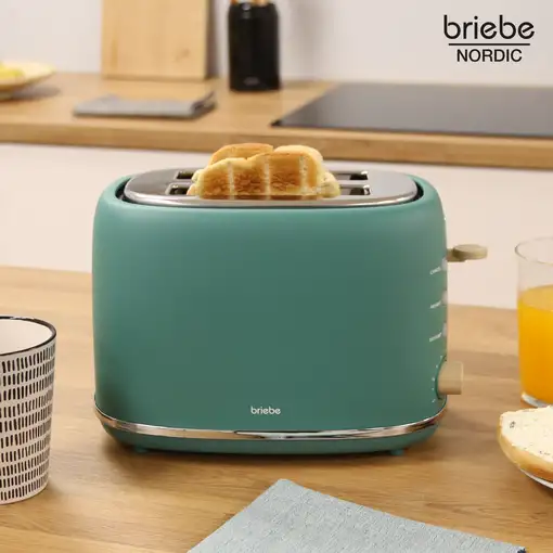 Tostadora Pan Ranura Ancha,Tostador 2 Rebanadas,6 Niveles Tostado,TA1166GRE Briebe