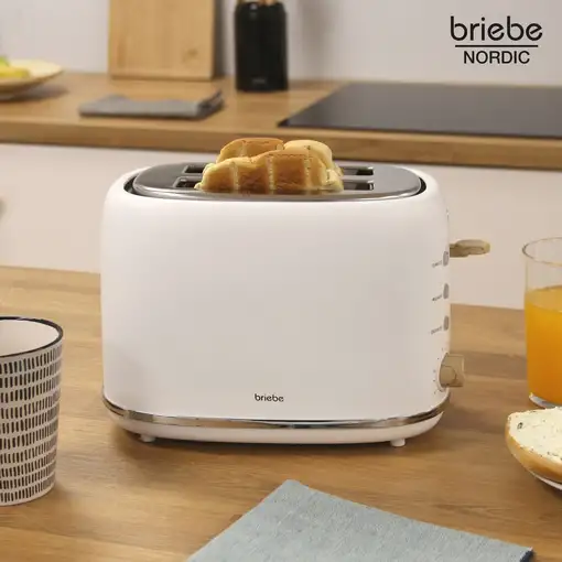 Tostadora Pan Ranura Ancha,Tostador 2 Rebanadas,6 Niveles Tostado,TA1166WHT Briebe