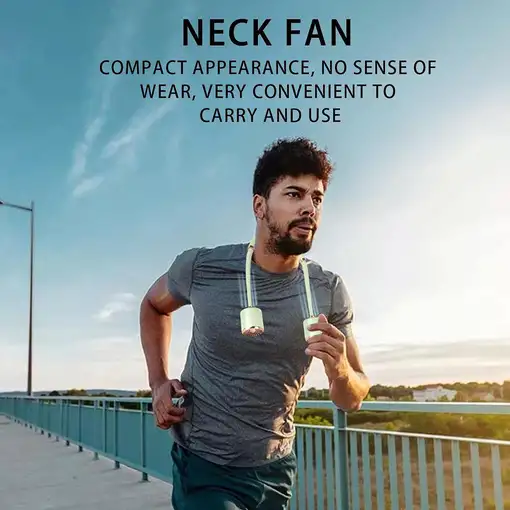 Ventilador de Cuello Klack Recargable por USB: Refresca Tu Día Verde