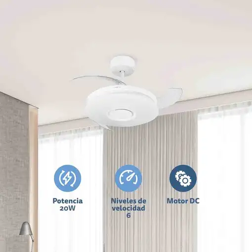 Ventilador techo Grunkel SKYWIND-42BT, 7-30W, LED 35W, 6 vel., mando, Bluetooth