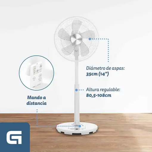 Ventilador Grunkel FAN-14SILENCE, 4 vel., 3 modos, mando y temporizador