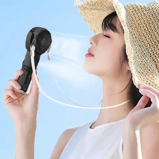 Mini Ventilador de Mano Klack F4 con Pulverizador de Agua Negro